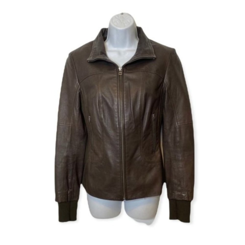Danier Vintage Genuine Leather Brown  Bomber Jacket Size XS